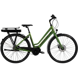 Nishiki Master Dame Connect+ display Nexus 7g hydr. disc 48cm matgrøn m. sort/sølv m. 10,4Ah Batteri